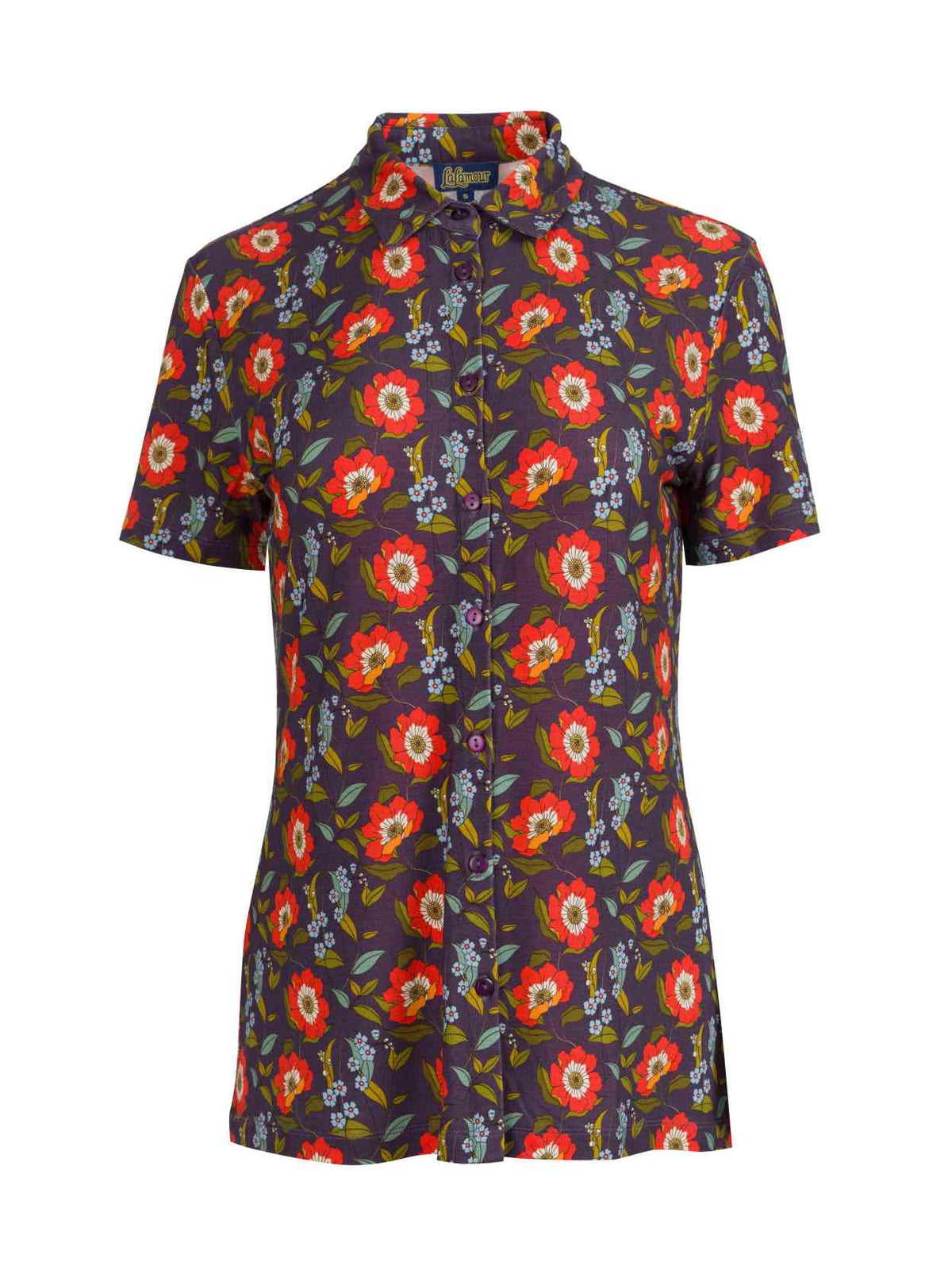 Sill Blouse Short Sleeve | Purple Poppy