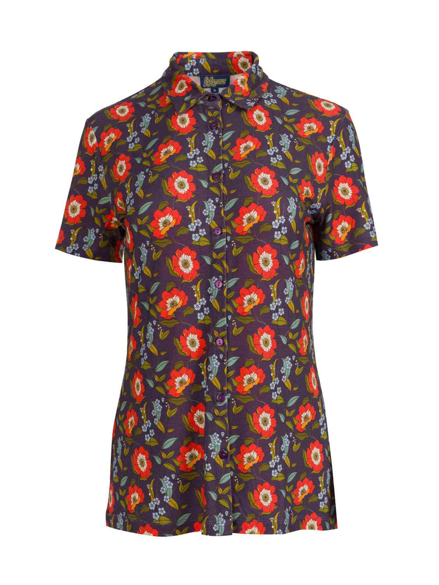 Sill Blouse Short Sleeve | Purple Poppy