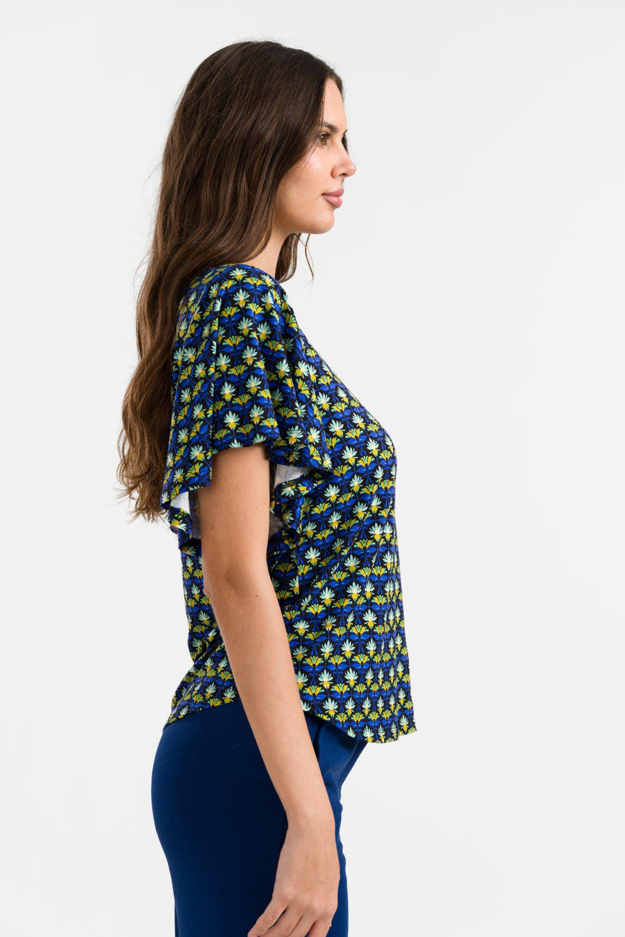Sophie Top Short Butterfly Sleeve | Retro Flowers