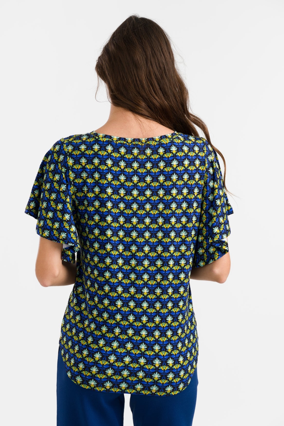 Sophie Top Short Butterfly Sleeve | Retro Flowers