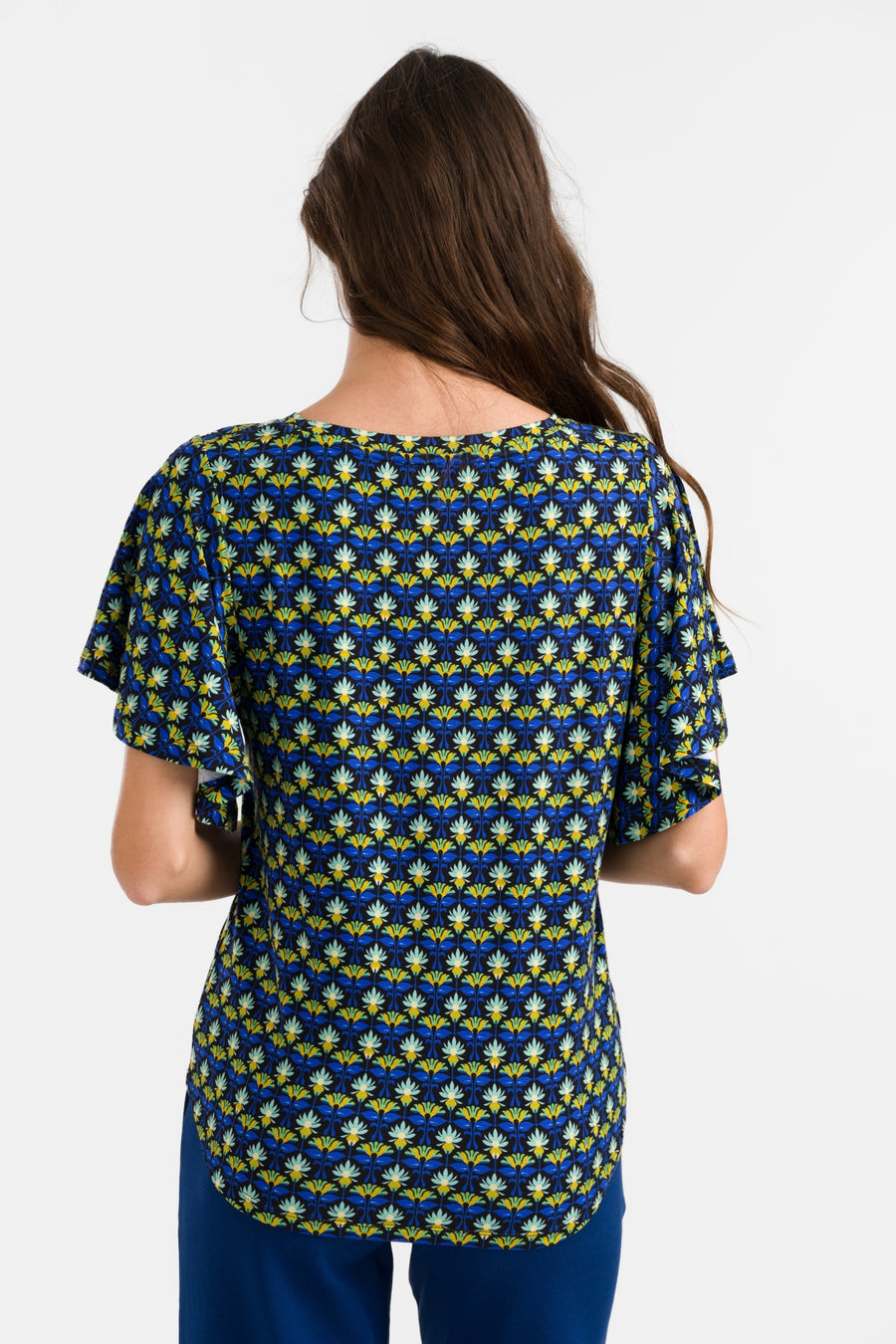 Sophie Top Short Butterfly Sleeve | Retro Flowers