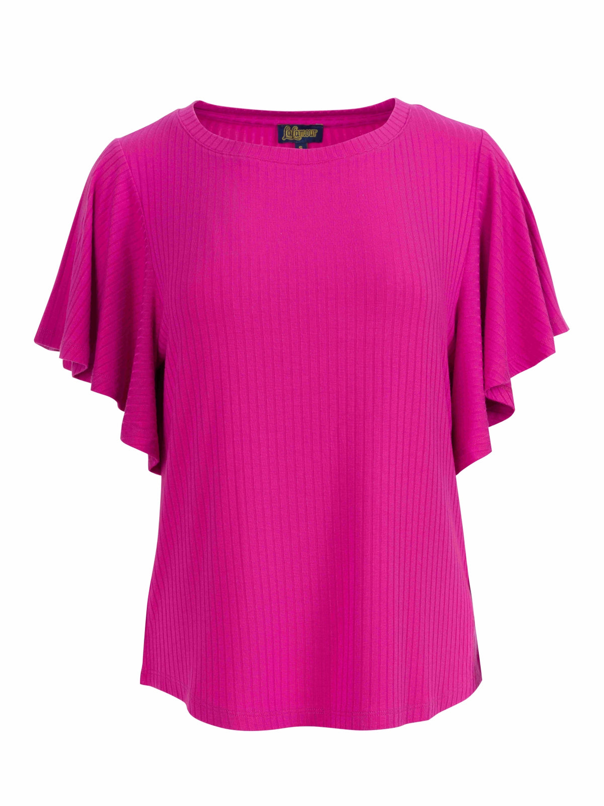 Sophie Top Short Butterfly Sleeve | Rib Fuchsia