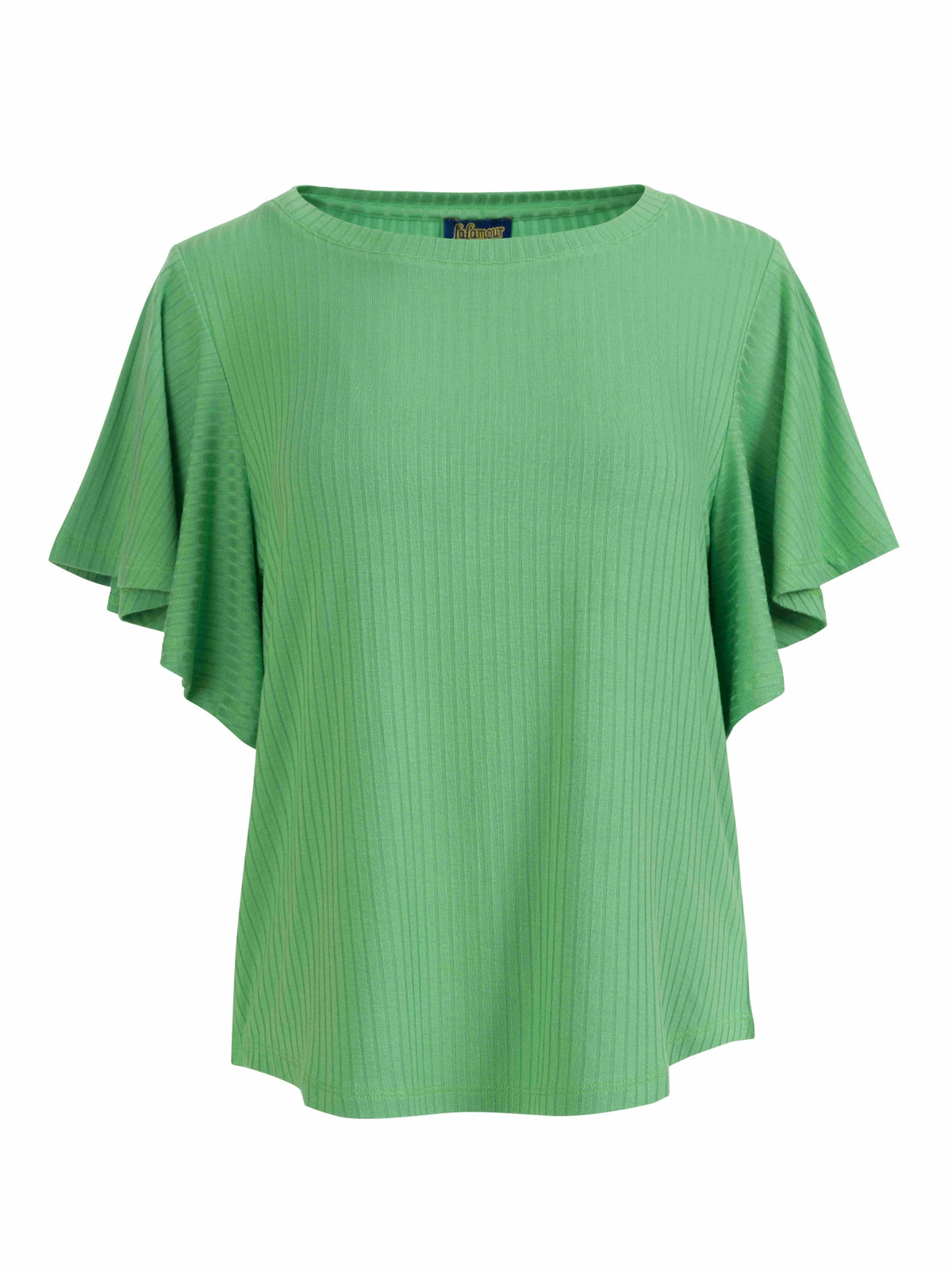 Sophie Top Short Butterfly Sleeve | Rib Green