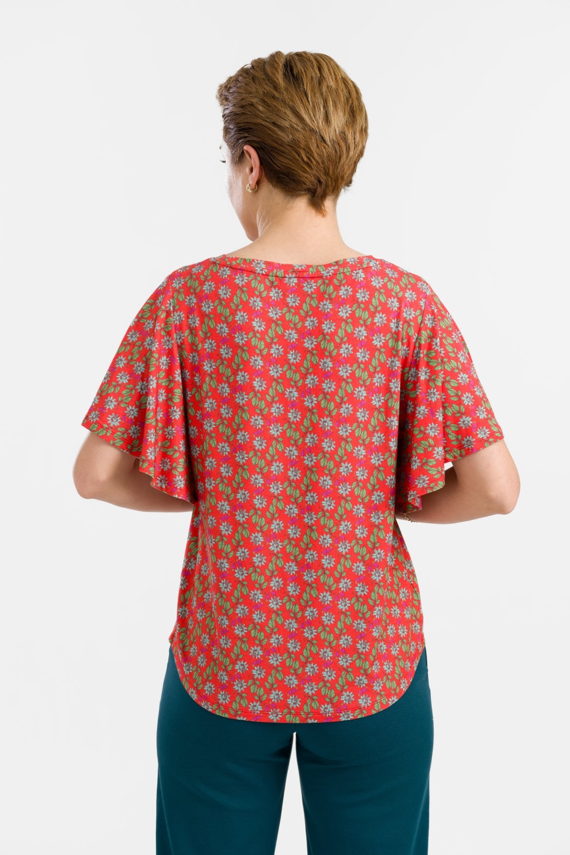 Sophie Top Short Butterfly Sleeve | Tropical Tango