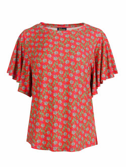 Sophie Top Short Butterfly Sleeve | Tropical Tango