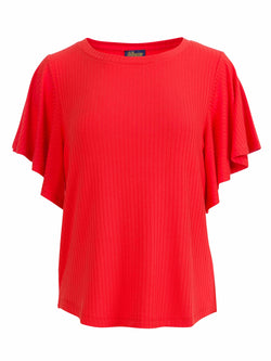 Sophie Top Short Butterfly Sleeve | Rib Red