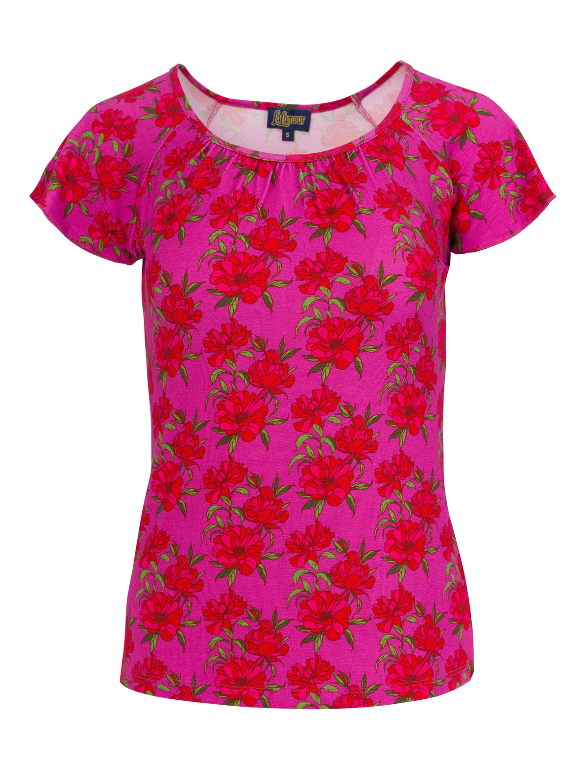 Butterfly Top Short Sleeve | Fuchsia Flowers