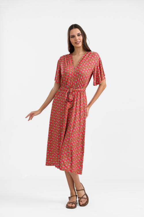 Trix Butterfly Sleeve Dress | Tropical Tango