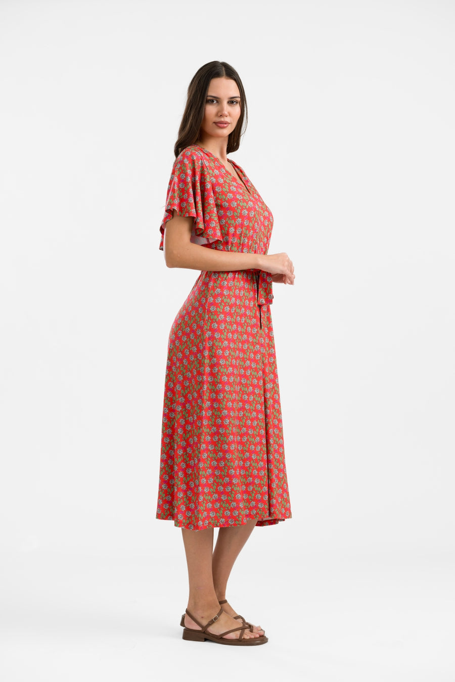 Trix Butterfly Sleeve Dress | Tropical Tango
