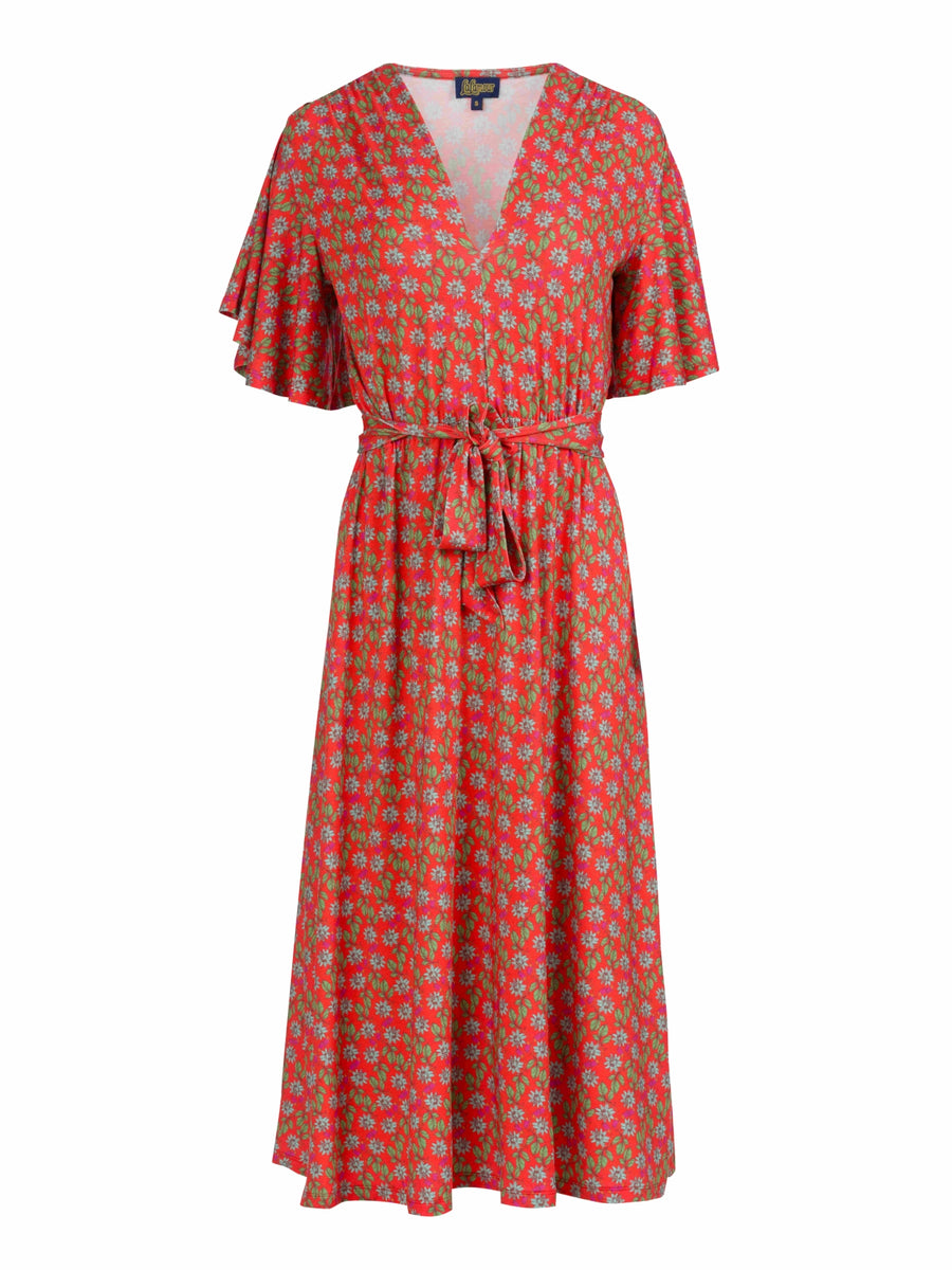 Trix Butterfly Sleeve Dress | Tropical Tango