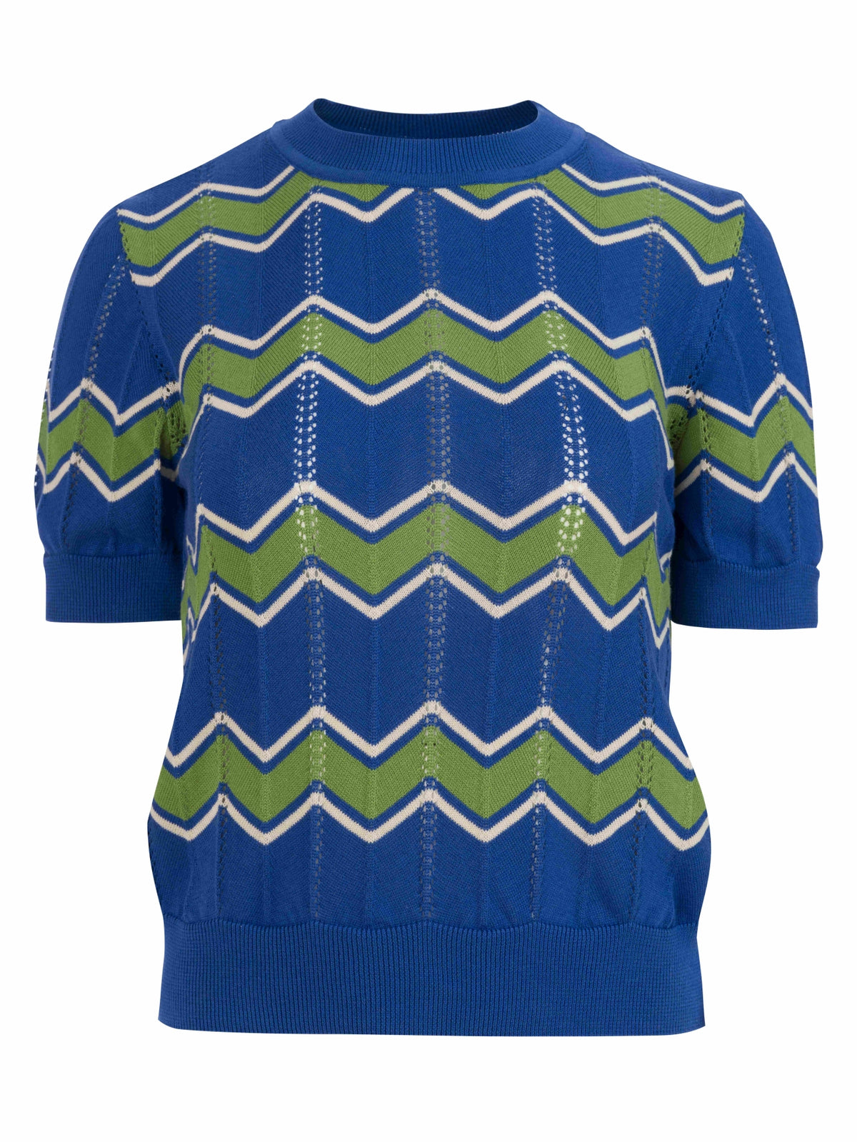 Knitwear Sweater Round Neck Short Sleeve | Zigzag Blue