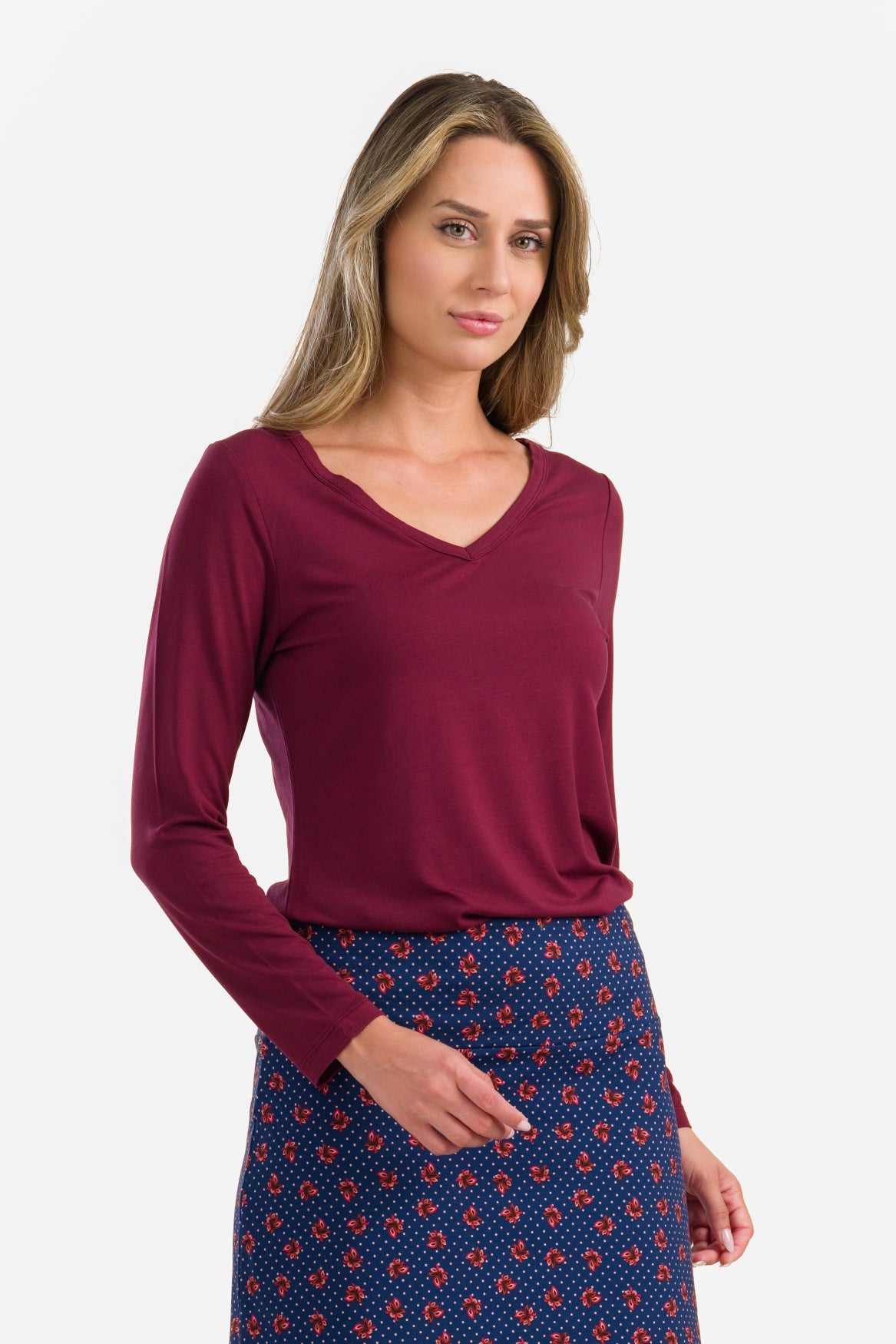Lynn Top | Ecovero Plain Bordeaux