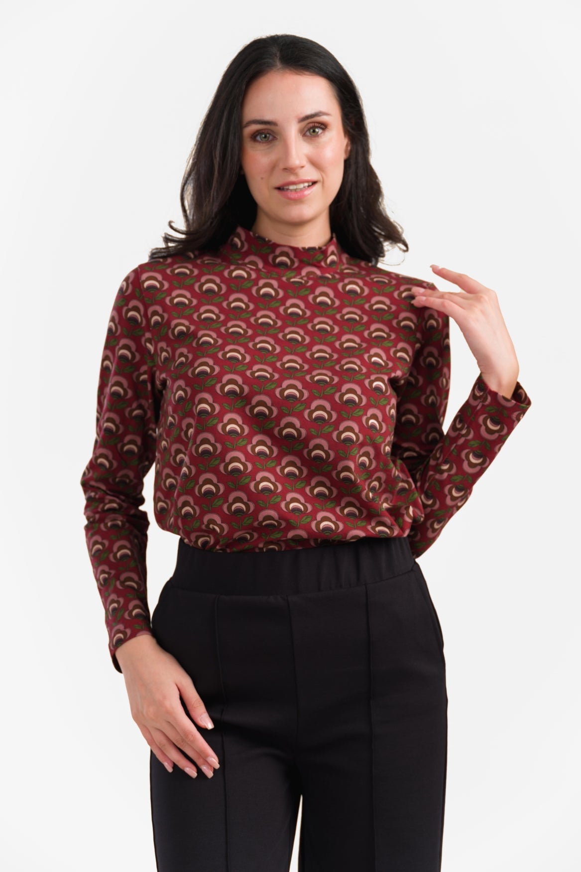 Kim Top | Abstract Flower Bordeaux