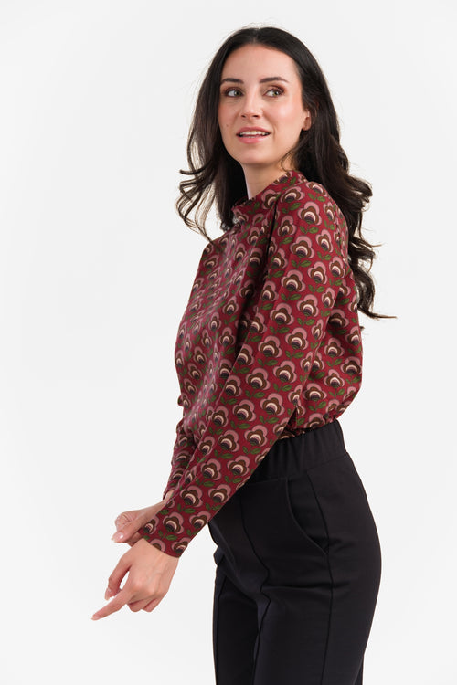 Kim Top | Abstract Flower Bordeaux