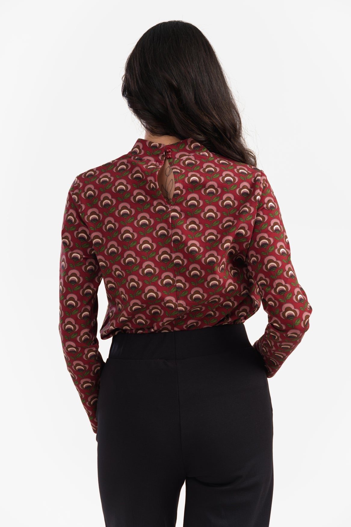 Kim Top | Abstract Flower Bordeaux