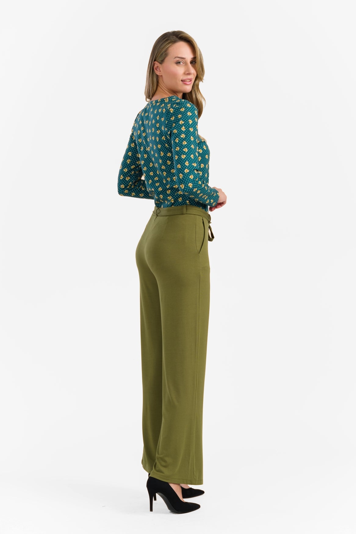 Sue Trousers | Micro Plain Olive