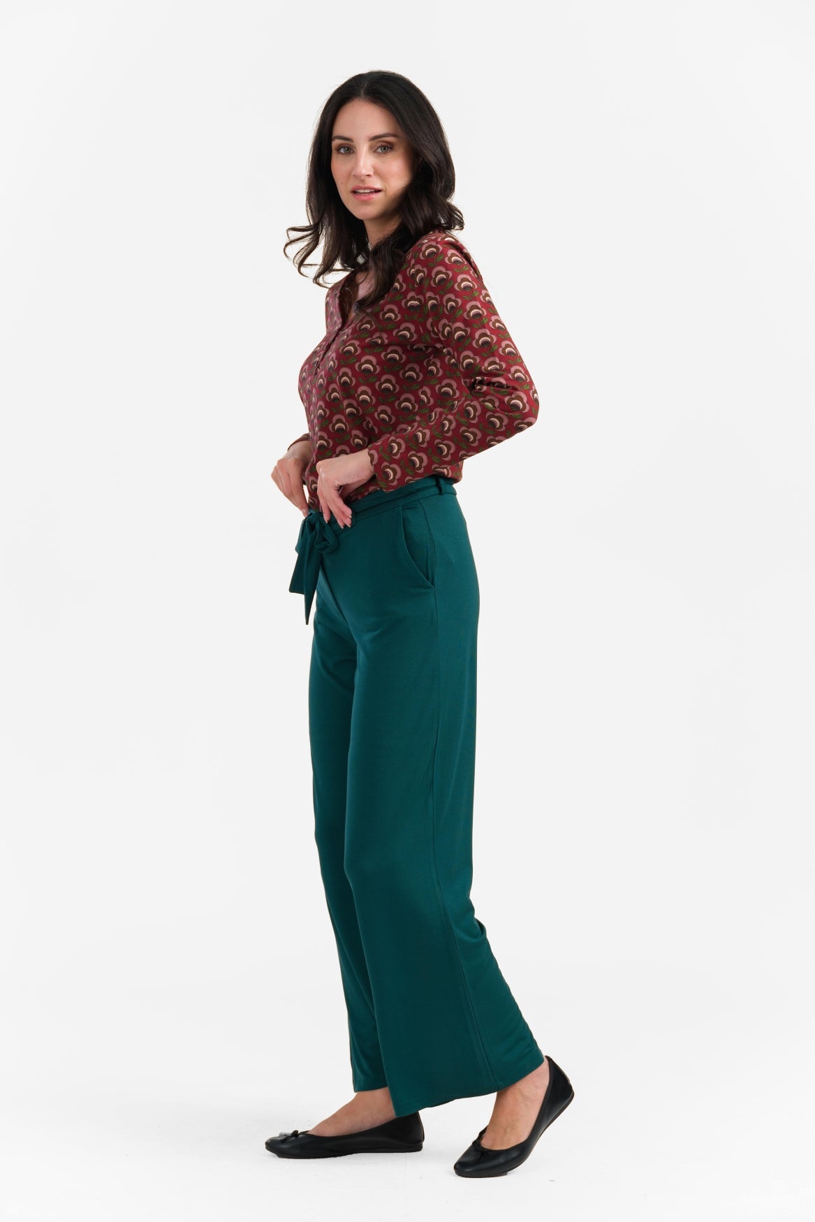 Sue Trousers | Micro Plain Rain Forest