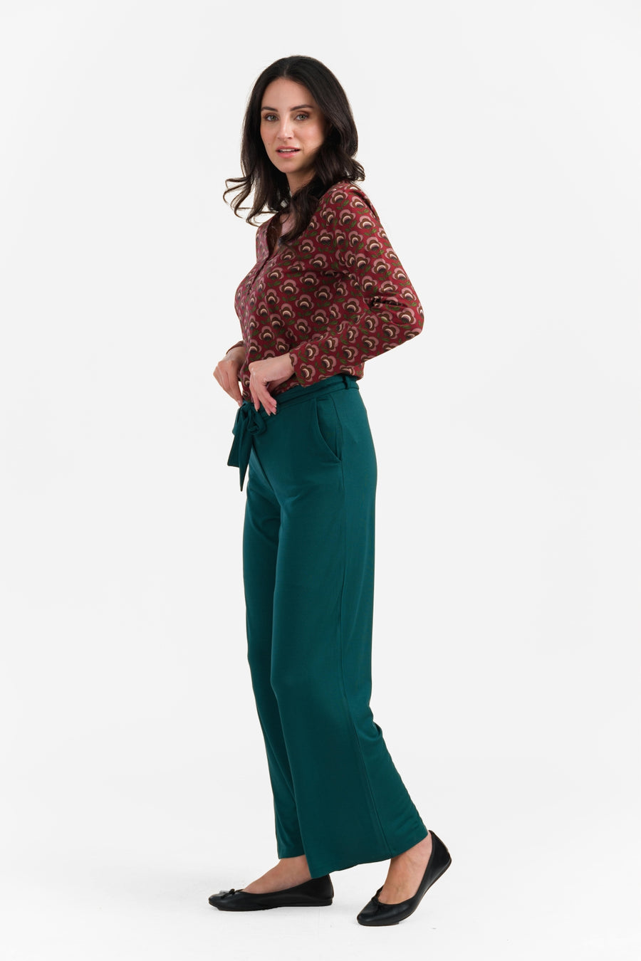Sue Trousers | Micro Plain Rain Forest