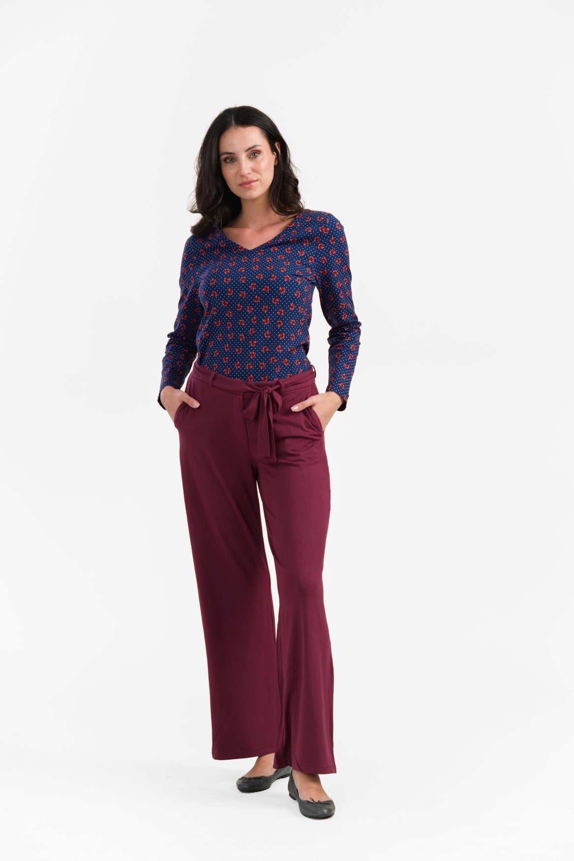 Sue Trousers | Micro Plain Tawny Port