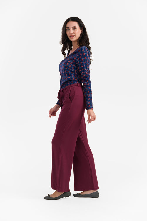 Sue Trousers | Micro Plain Tawny Port