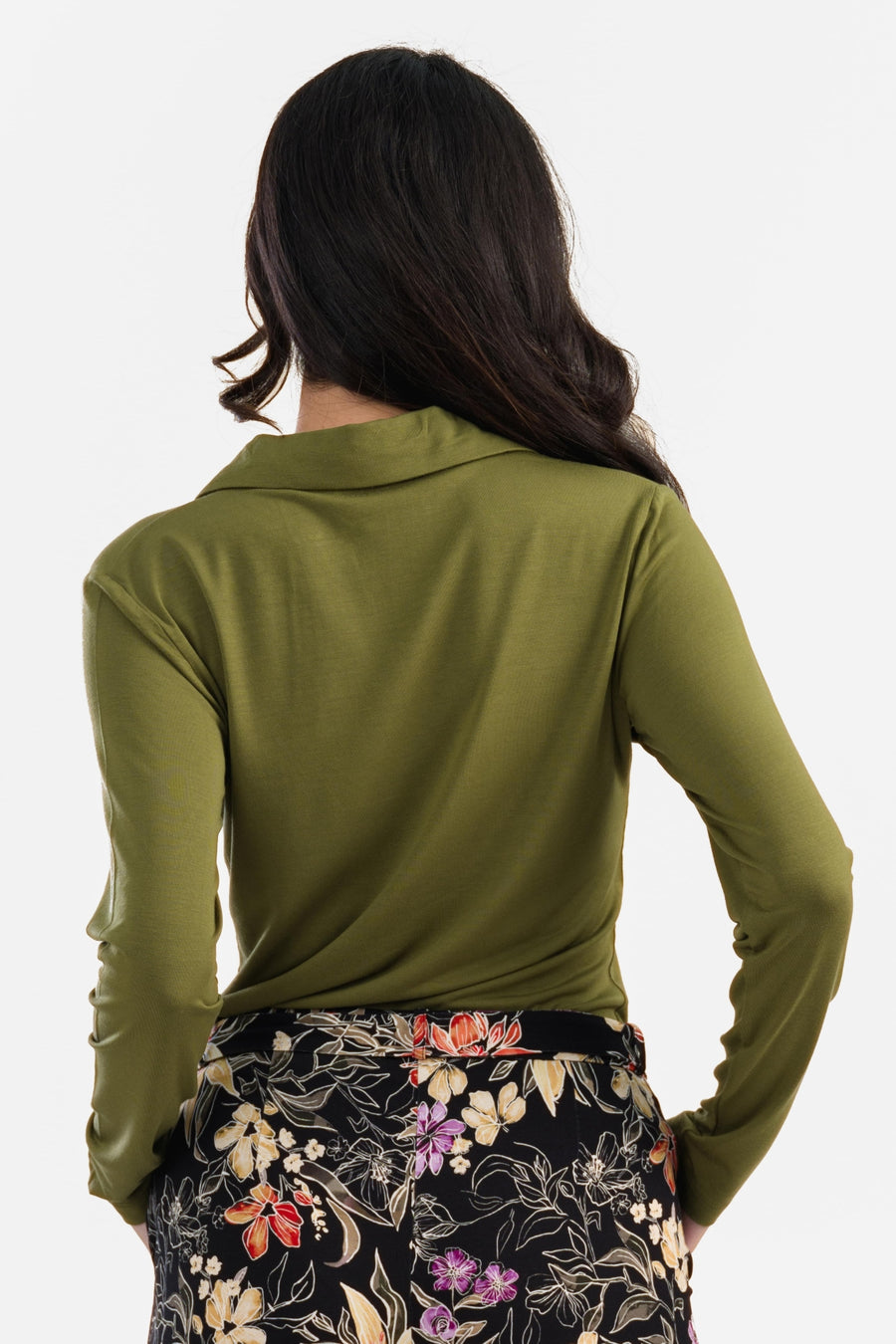 Suzy Top Long Sleeve | Micro Plain Olive