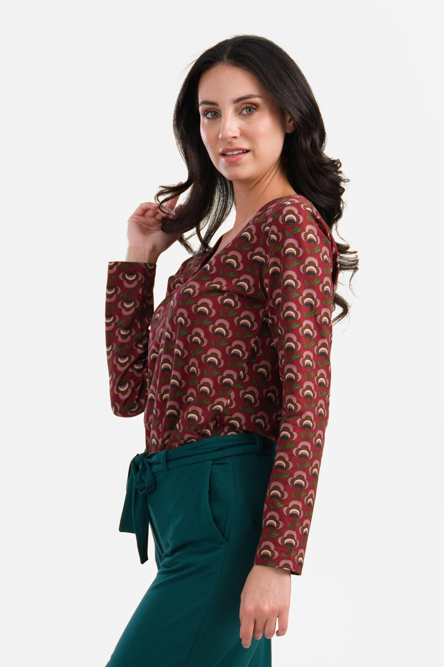 Natalie Top | Abstract Flower Bordeaux