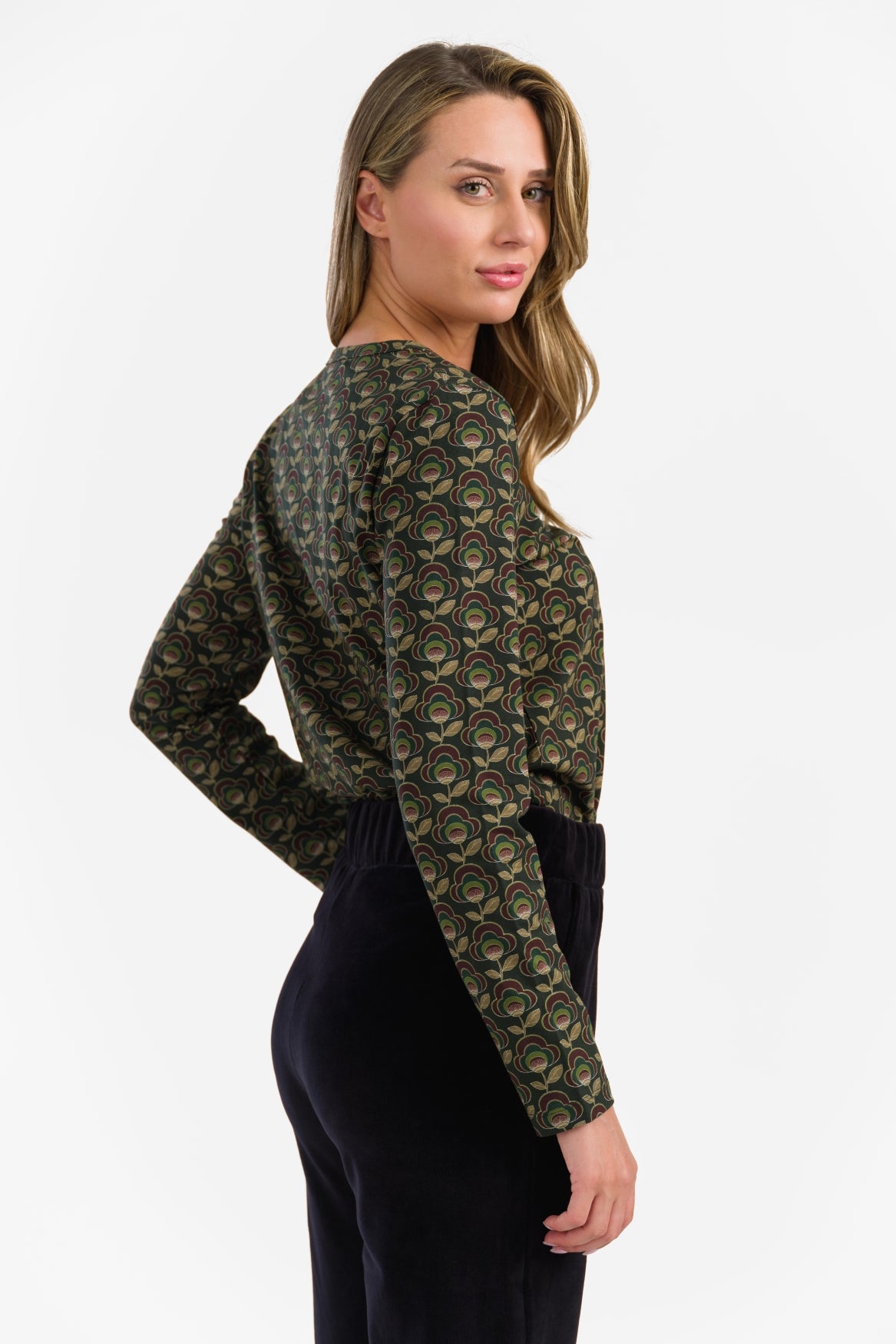 Natalie Top | Abstract Flower Green