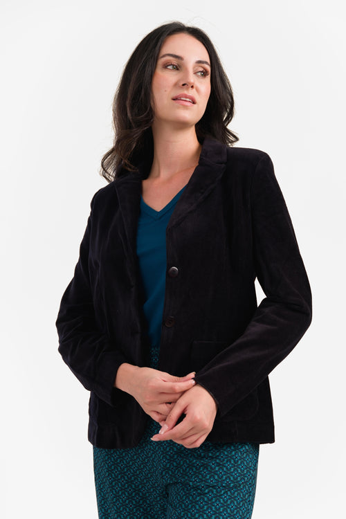 Nova Blazer | Rib Velour Plain Black