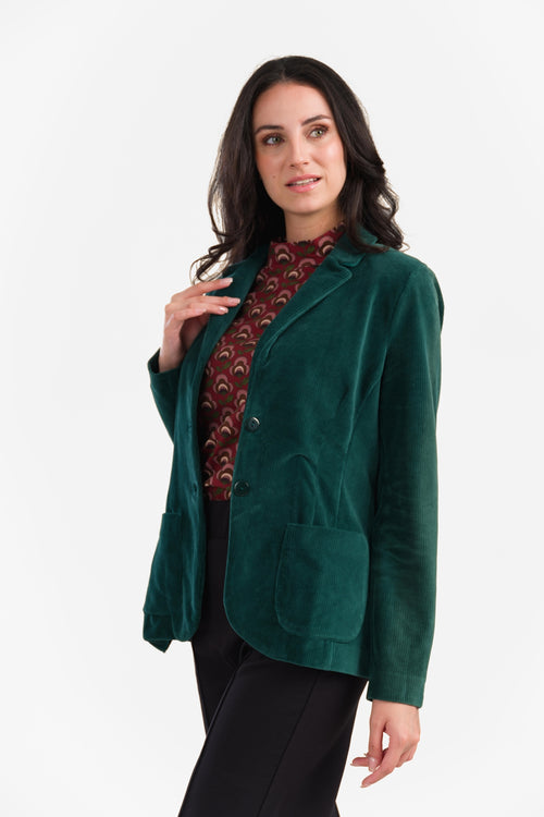 Nova Blazer | Rib Velour Plain Rain Forest