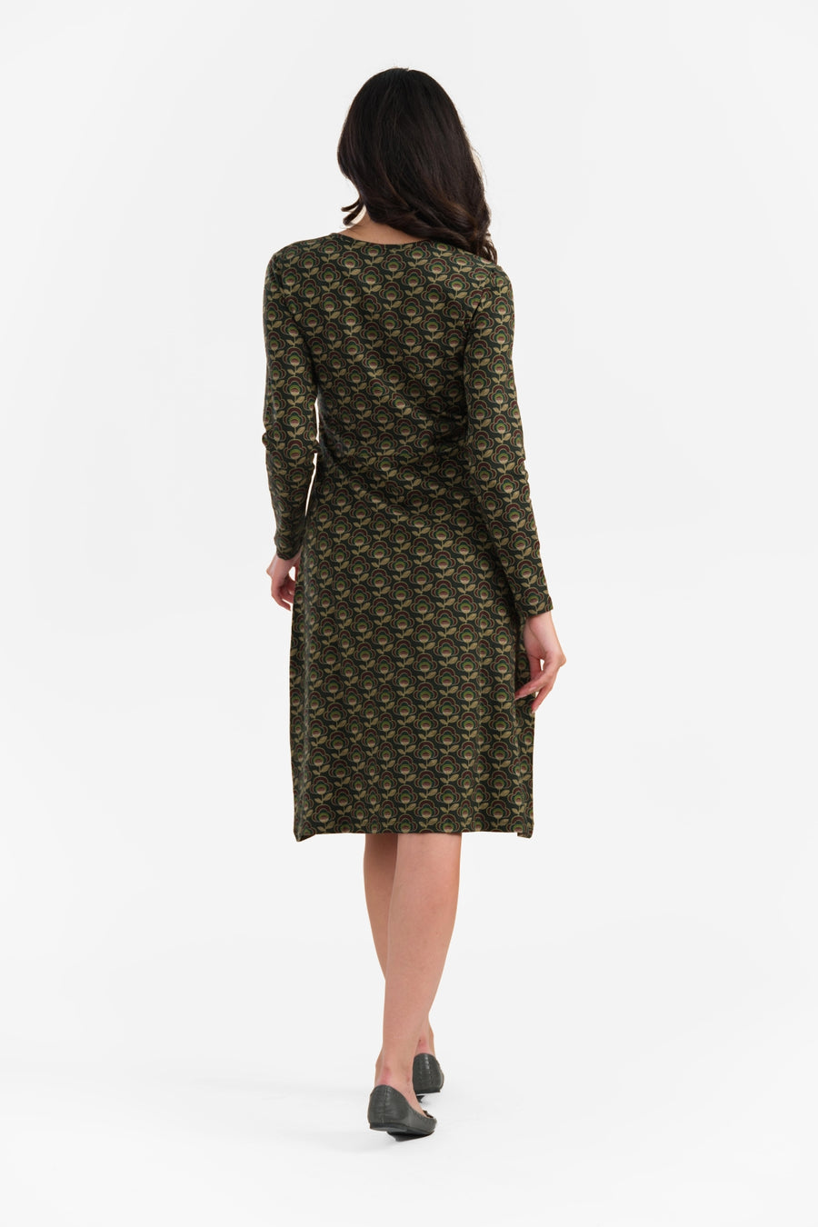 Chrissy Cross Dress | Abstract Flower Green