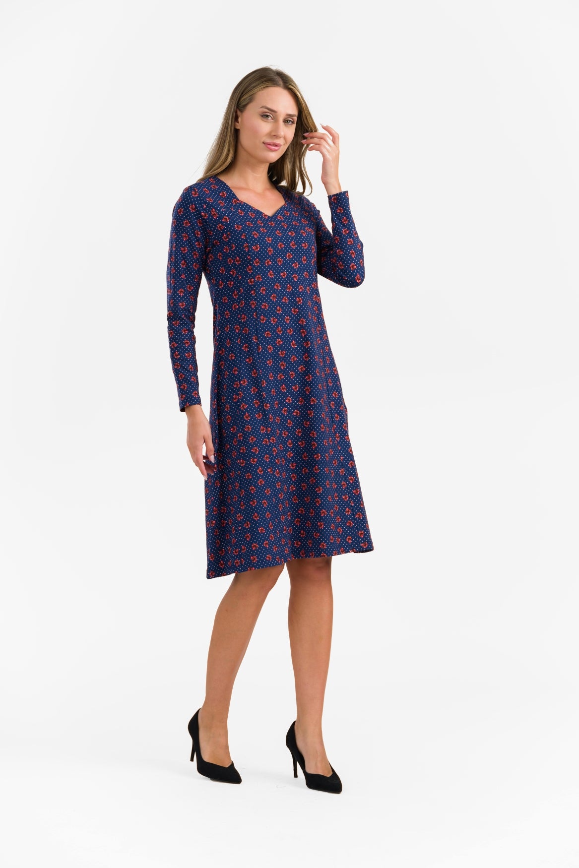 Sandra Dress | Hazel Dot Blue