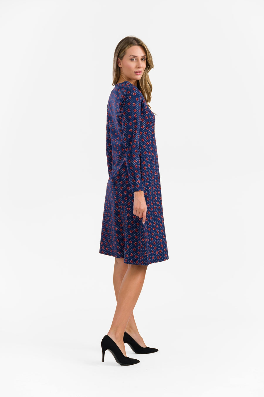 Sandra Dress | Hazel Dot Blue