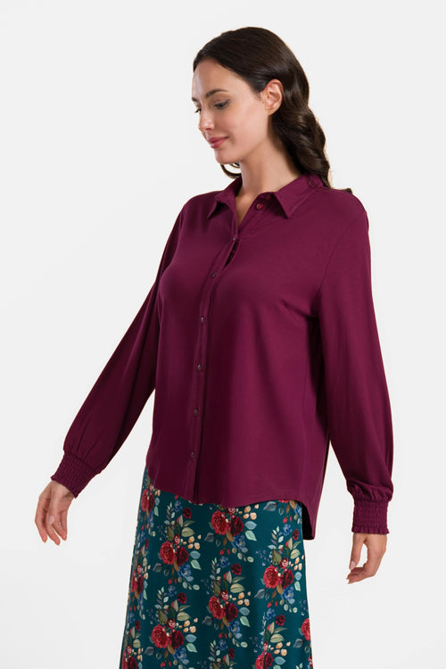 Amy Blouse | Ecovero Plain Bordeaux
