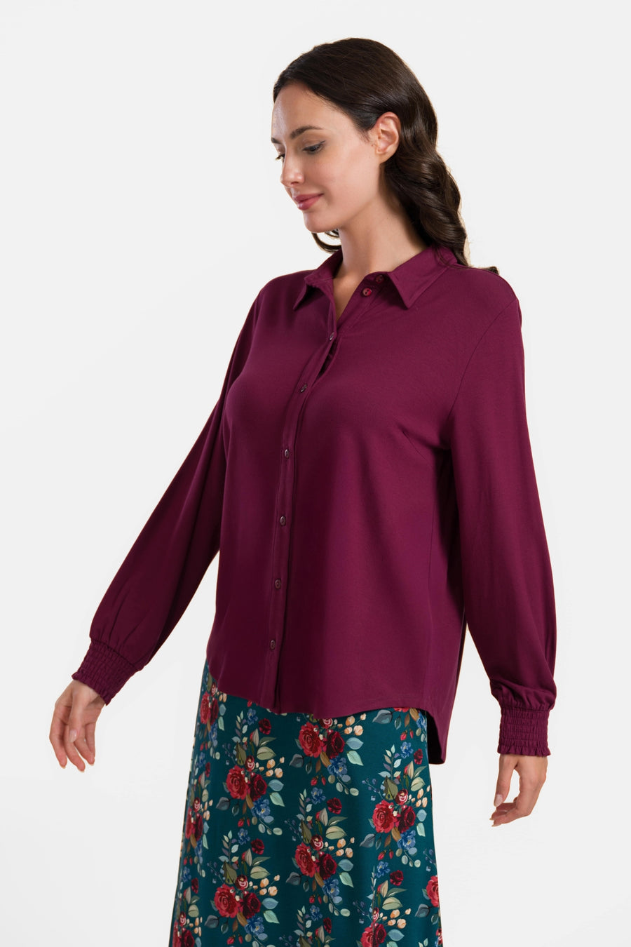 Amy Blouse | Ecovero Plain Bordeaux