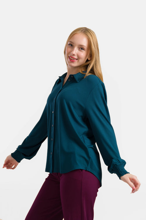 Amy Blouse | Ecovero Plain Petrol