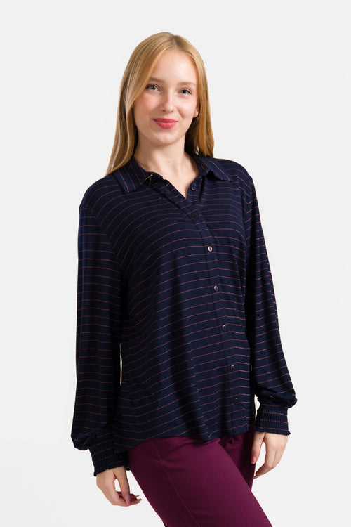 Amy Blouse | Stripes Blue-Lurex Rose Gold