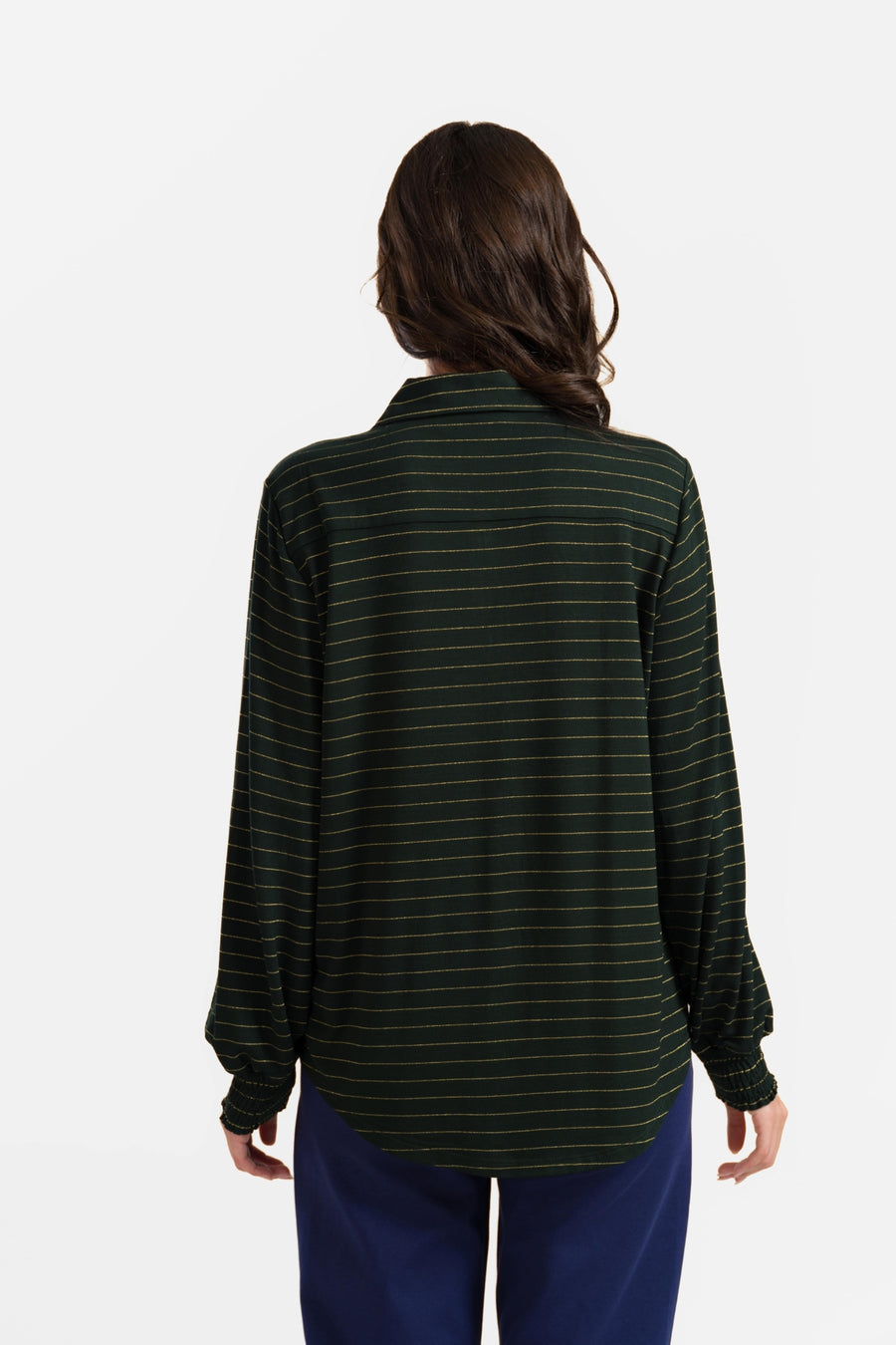 Amy Blouse | Stripes Green-Lurex Gold