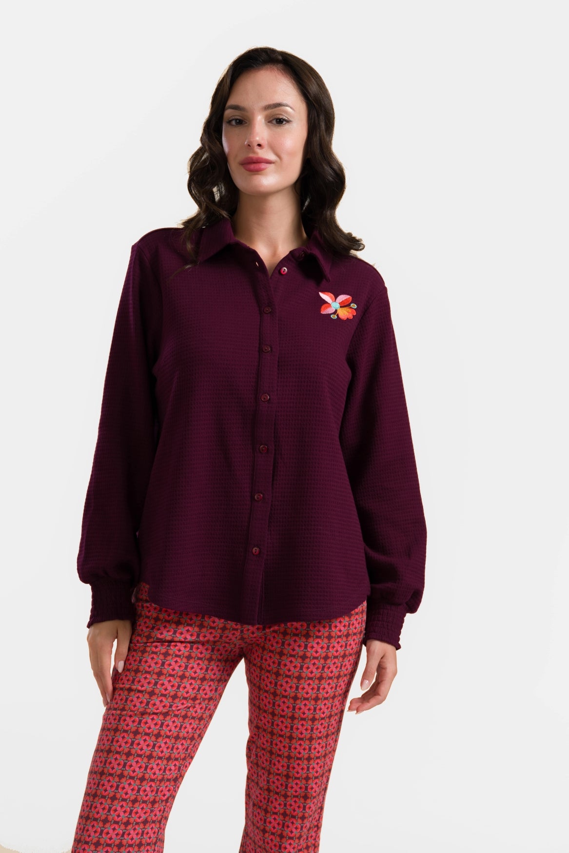 Amy Blouse | Waffle Bordeaux