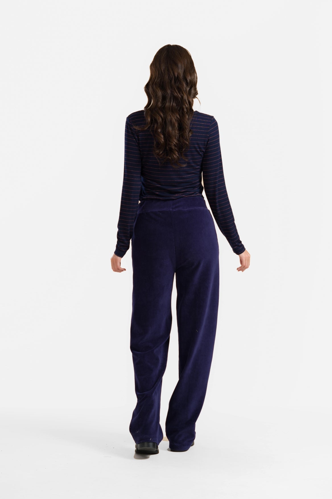 Hailey Trousers | Rib Velour Navy