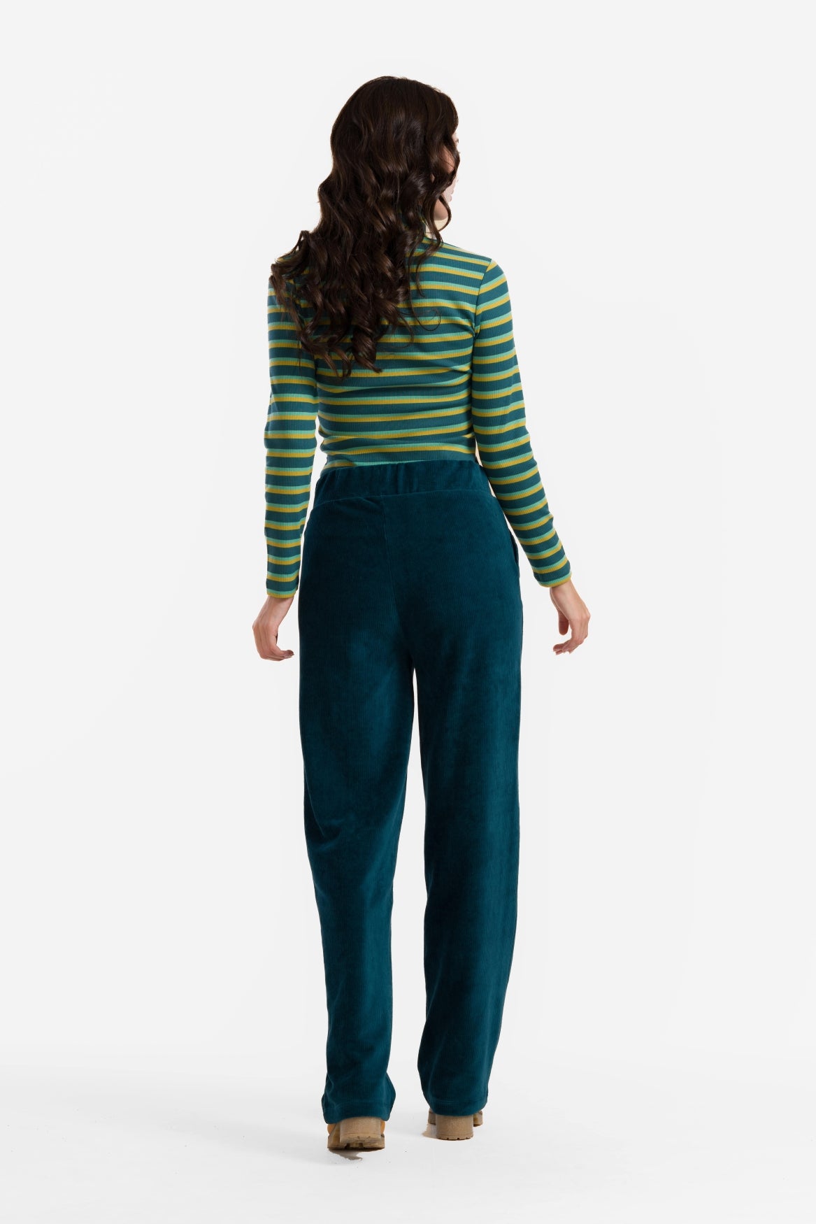 Hailey Trousers | Rib Velour Petrol