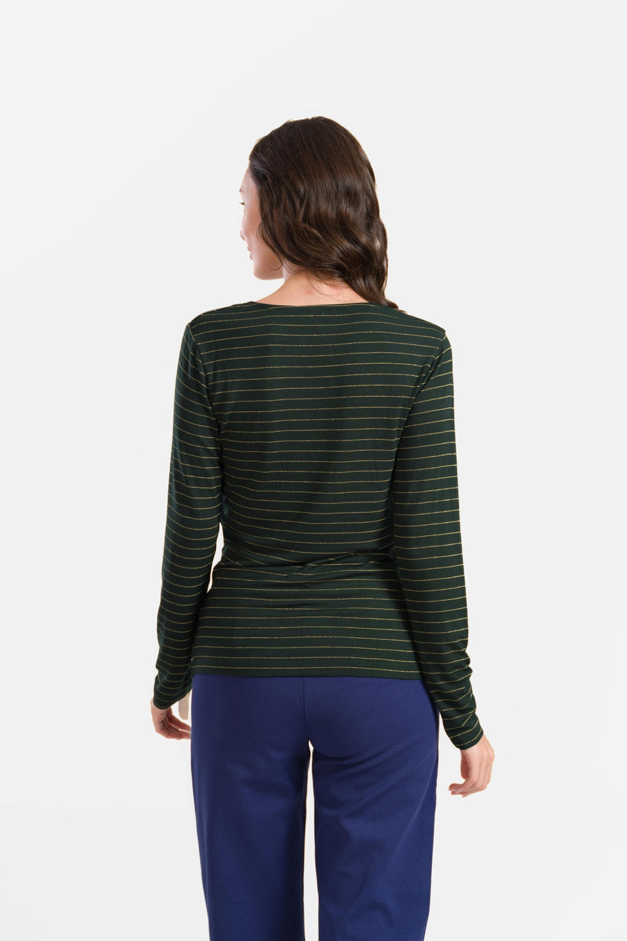 Angela Top | Stripes Green-Lurex Gold
