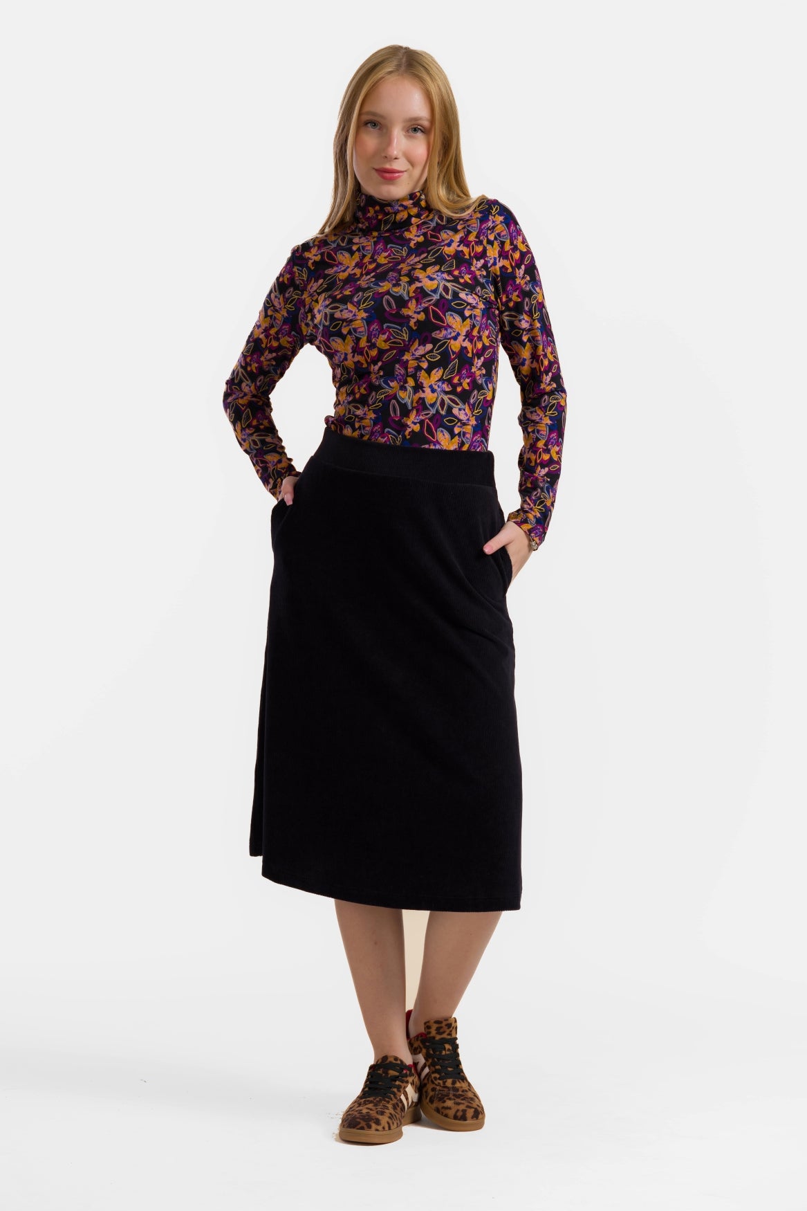Holly Skirt | Rib Velour Black