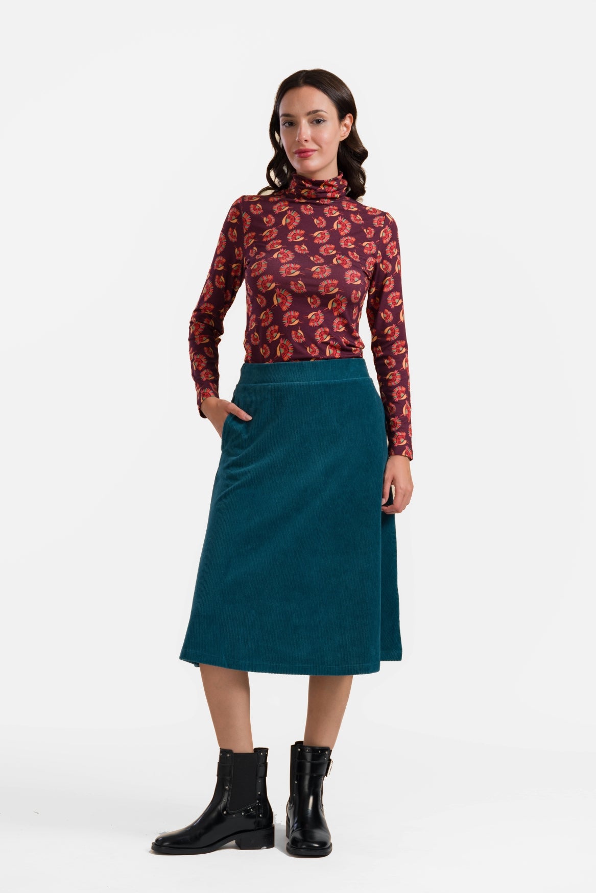 Holly Skirt | Rib Velour Petrol