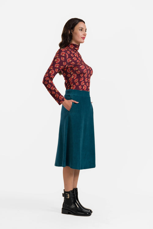 Holly Skirt | Rib Velour Petrol