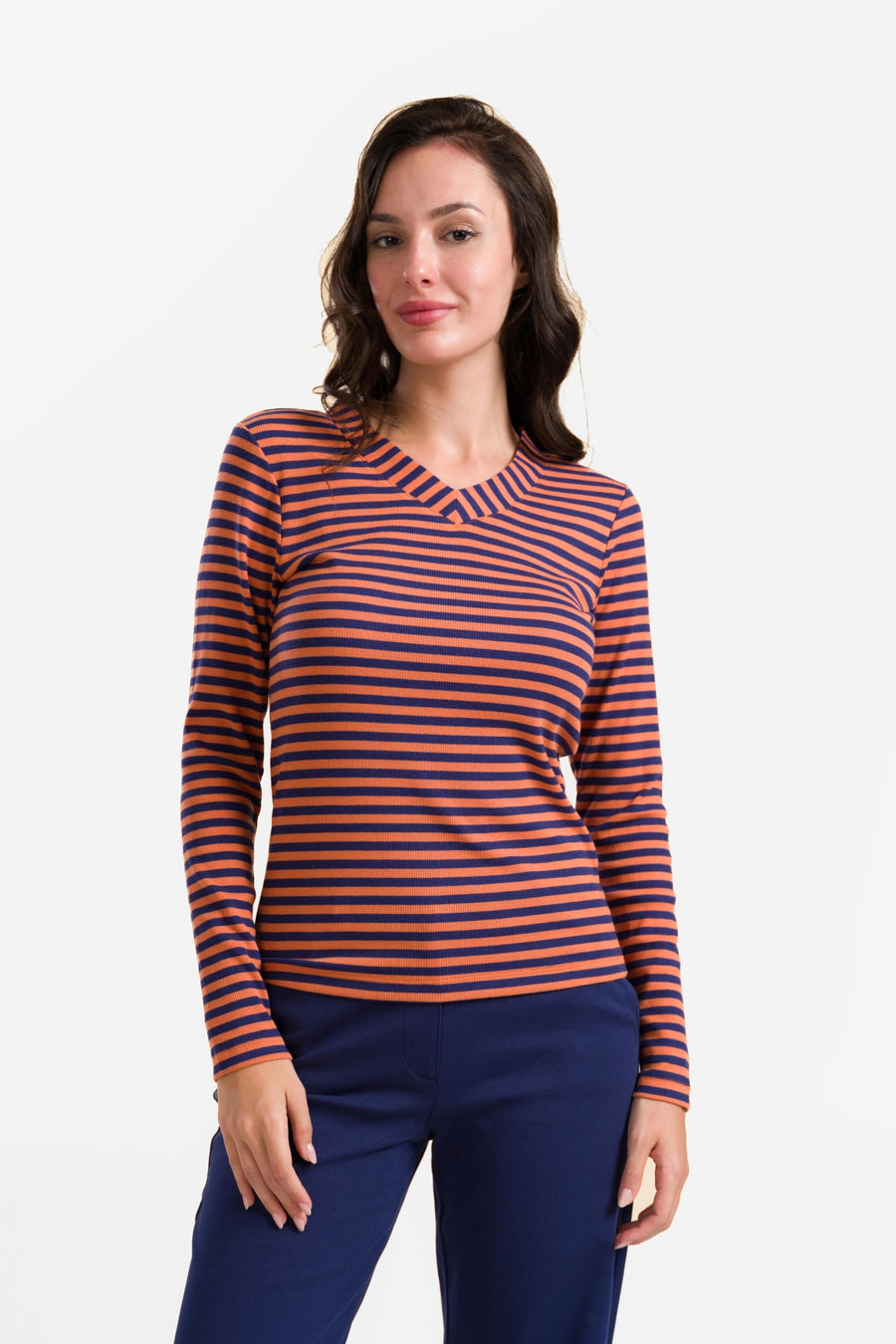Kelly Top Ls | Navy Stripes