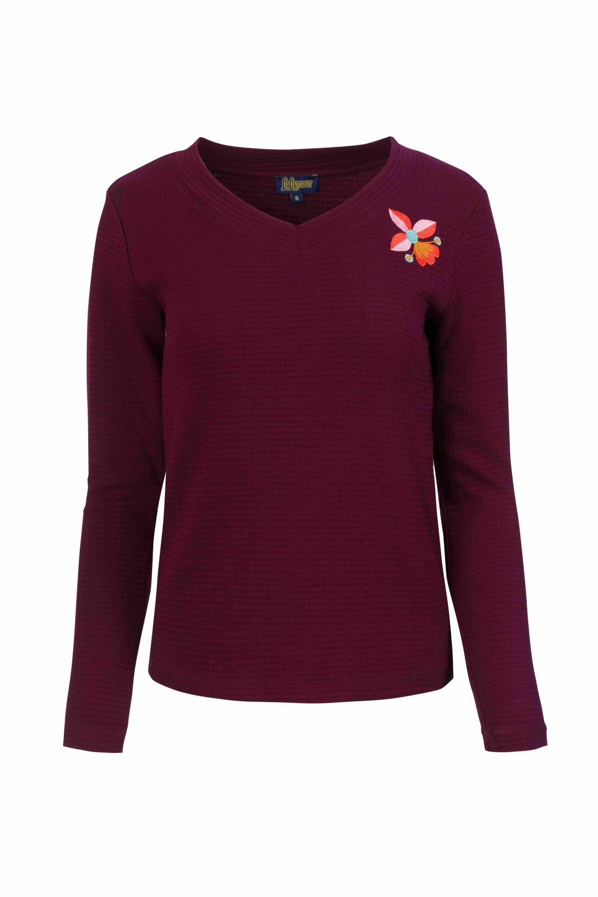 Kelly Top Ls | Waffle Bordeaux