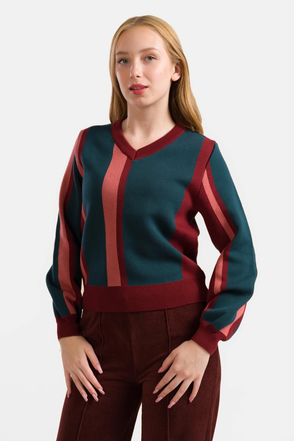 Knitwear Sweater | Bordeaux Stripes