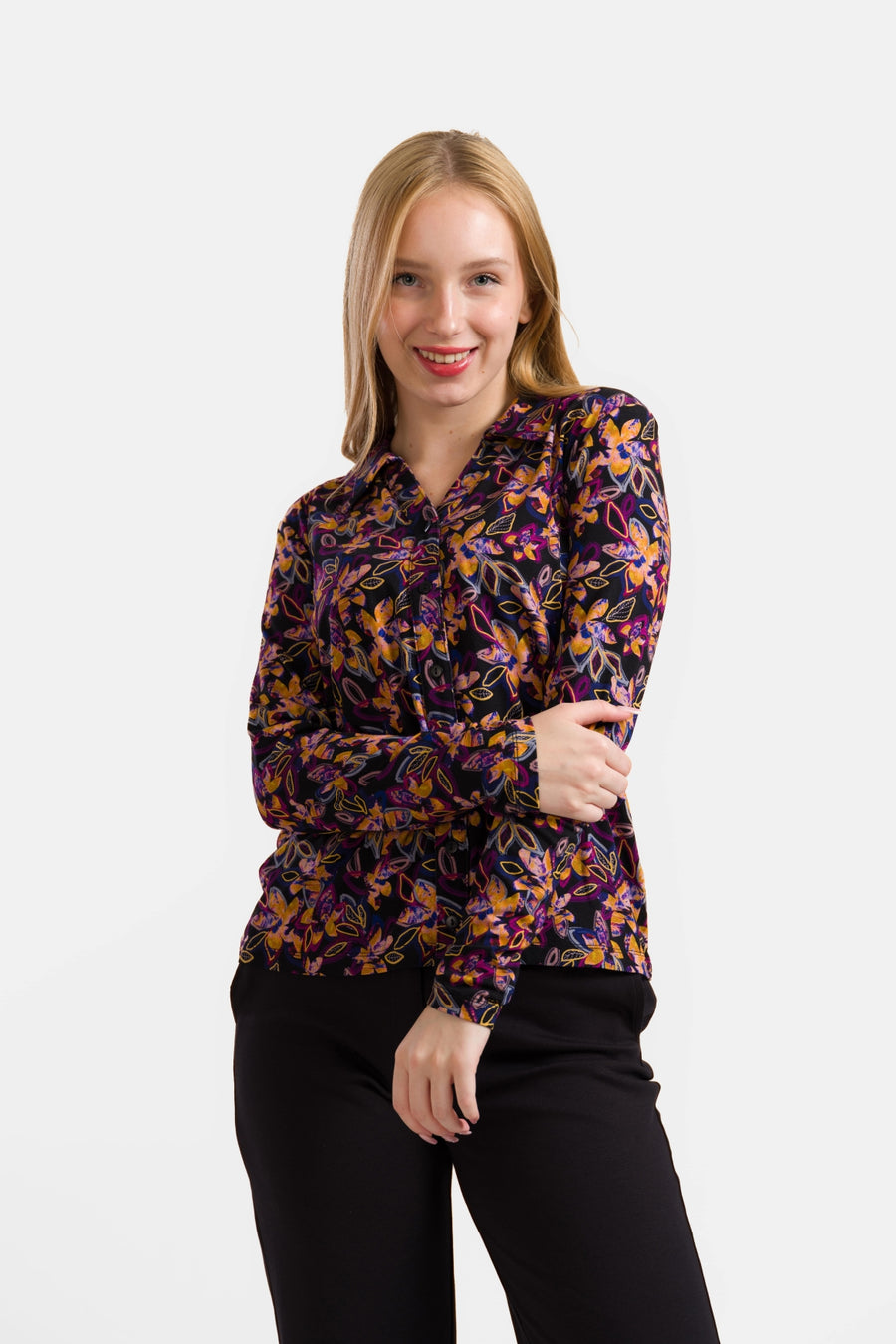 Anna Blouse Long Sleeve | Bright Autumn Flowers