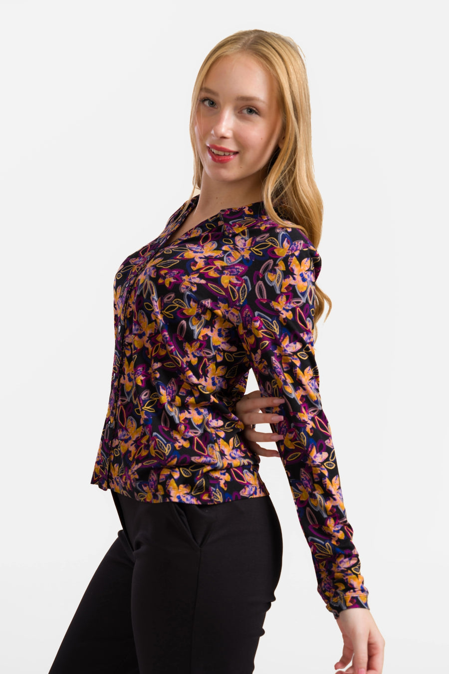 Anna Blouse Long Sleeve | Bright Autumn Flowers