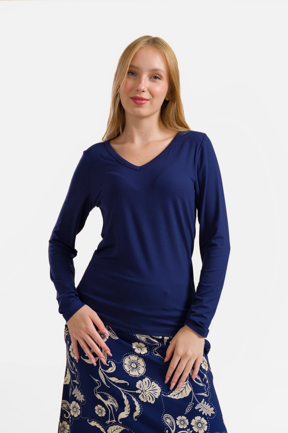 Lynn Top | Ecovero Plain Blue